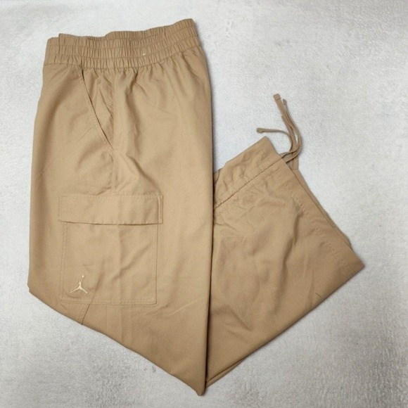 Jordan Pants - Jordan Jogger Pants Womens L Beige Chicago Cargo Drawstring Elastic Wide DZ4436